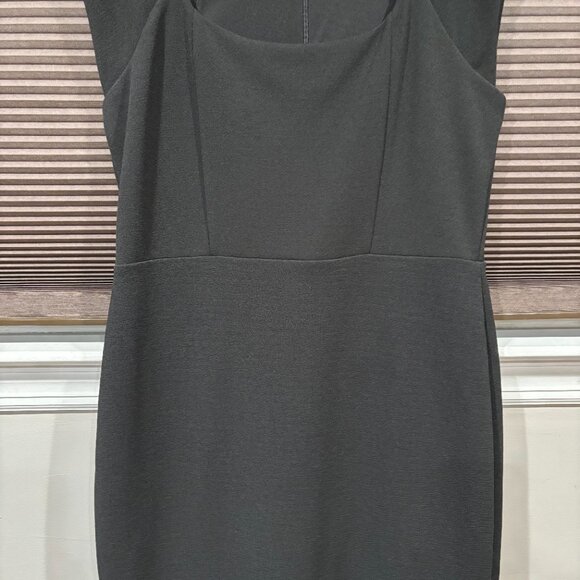 Square Neck Peplum Midi Sheath Dress Black SZ: Large - Picture 7 of 16